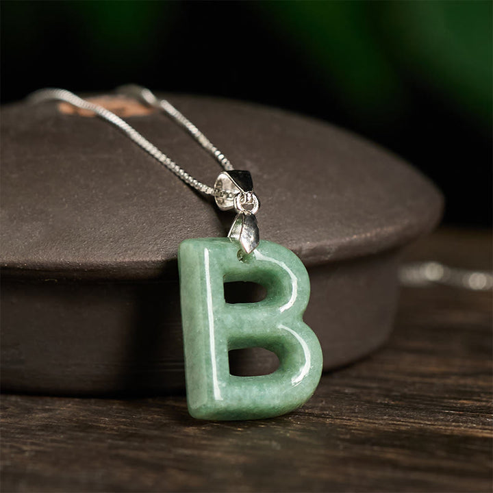 Collier pendentif en jade naturel avec lettre AZ et chaîne fine en argent sterling 925, symbole de prospérité, Buddha Stones. - image 11