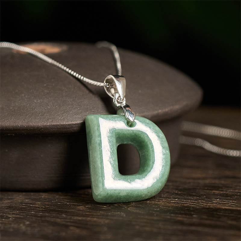 Collier pendentif en jade naturel avec lettre AZ et chaîne fine en argent sterling 925, symbole de prospérité, Buddha Stones. - image 24