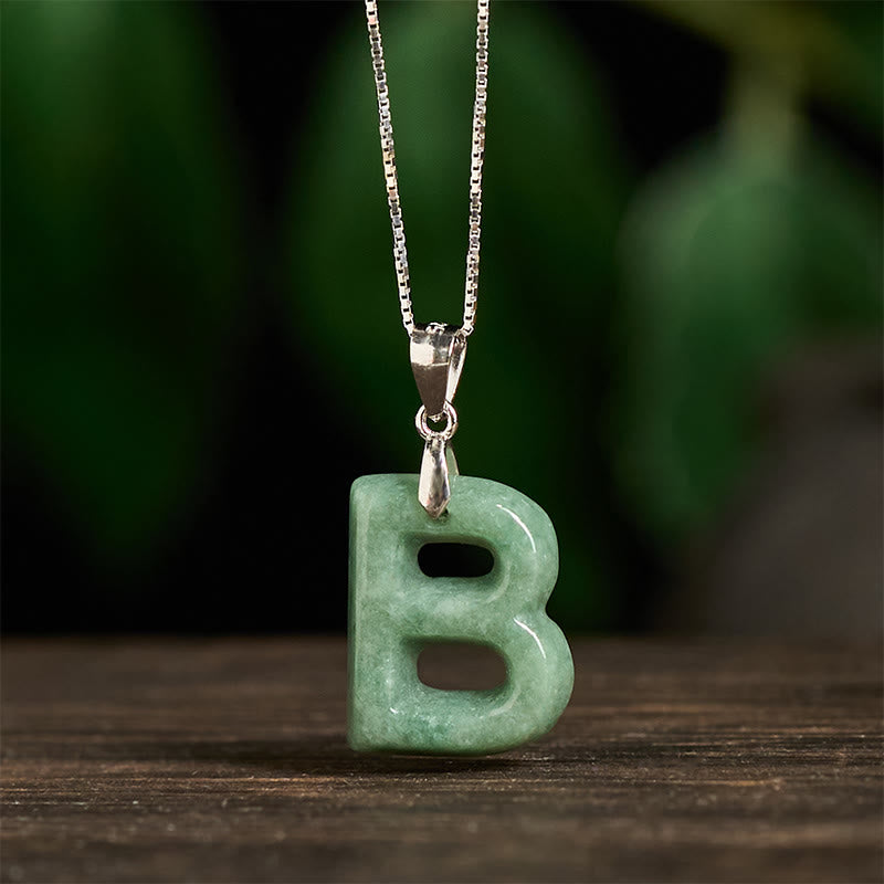 Collier pendentif en jade naturel avec lettre AZ et chaîne fine en argent sterling 925, symbole de prospérité, Buddha Stones. - image 10