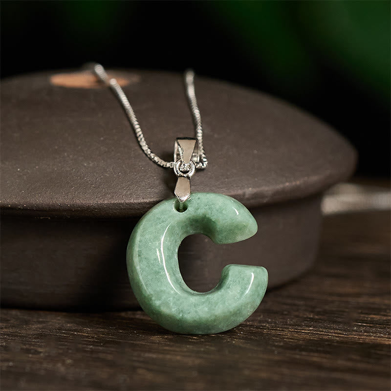 Collier pendentif en jade naturel avec lettre AZ et chaîne fine en argent sterling 925, symbole de prospérité, Buddha Stones. - image 18