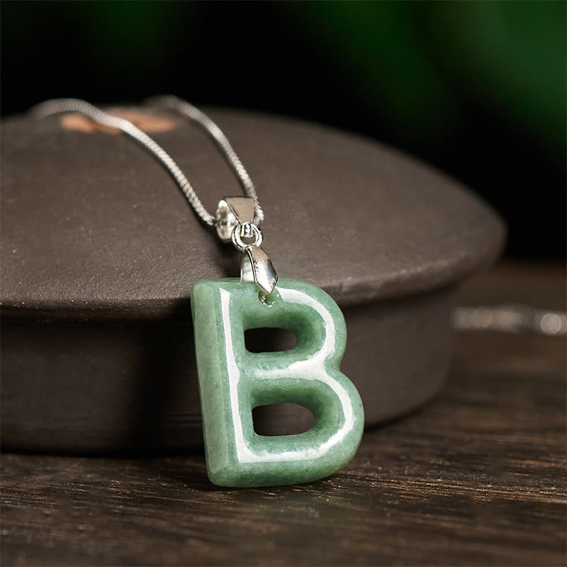 Collier pendentif en jade naturel avec lettre AZ et chaîne fine en argent sterling 925, symbole de prospérité, Buddha Stones. - image 12