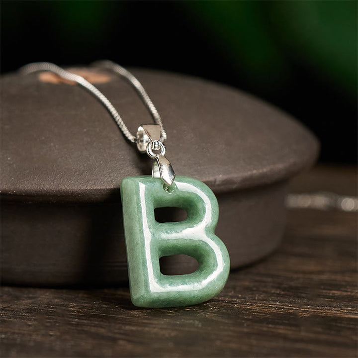 Collier pendentif en jade naturel avec lettre AZ et chaîne fine en argent sterling 925, symbole de prospérité, Buddha Stones. - image 12