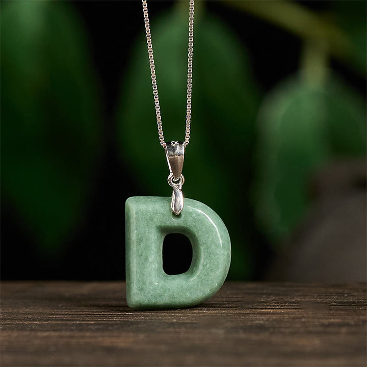 Collier pendentif en jade naturel avec lettre AZ et chaîne fine en argent sterling 925, symbole de prospérité, Buddha Stones. - image 23