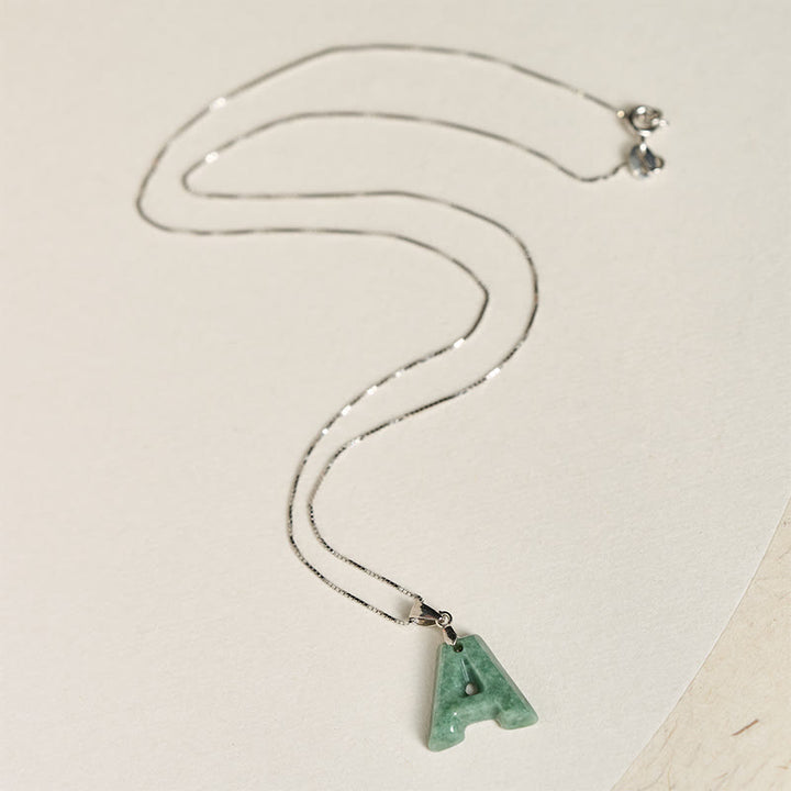 Collier pendentif en jade naturel avec lettre AZ et chaîne fine en argent sterling 925, symbole de prospérité, Buddha Stones. - image 5