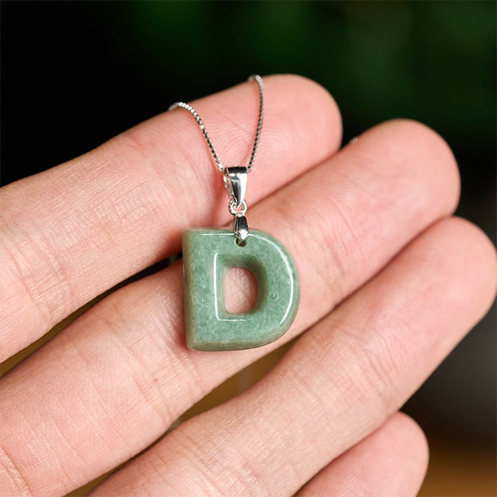 Collier pendentif en jade naturel avec lettre AZ et chaîne fine en argent sterling 925, symbole de prospérité, Buddha Stones. - image 26