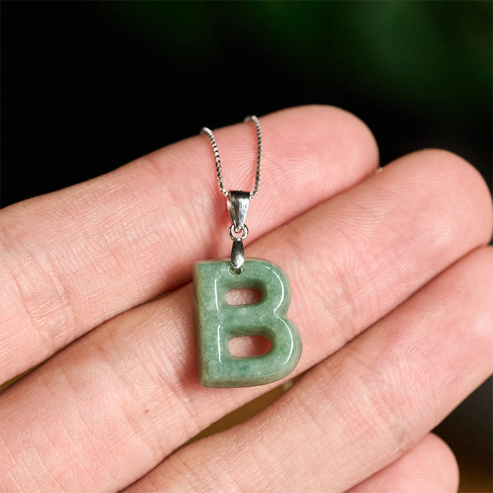 Collier pendentif en jade naturel avec lettre AZ et chaîne fine en argent sterling 925, symbole de prospérité, Buddha Stones. - image 14