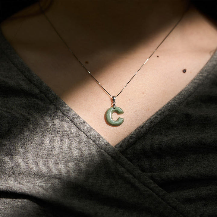 Collier pendentif en jade naturel avec lettre AZ et chaîne fine en argent sterling 925, symbole de prospérité, Buddha Stones. - image 21