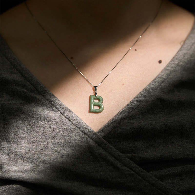 Collier pendentif en jade naturel avec lettre AZ et chaîne fine en argent sterling 925, symbole de prospérité, Buddha Stones. - image 15