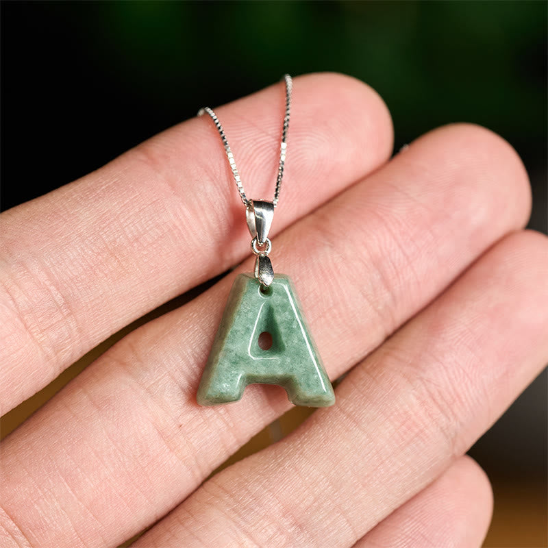 Collier pendentif en jade naturel avec lettre AZ et chaîne fine en argent sterling 925, symbole de prospérité, Buddha Stones. - image 6