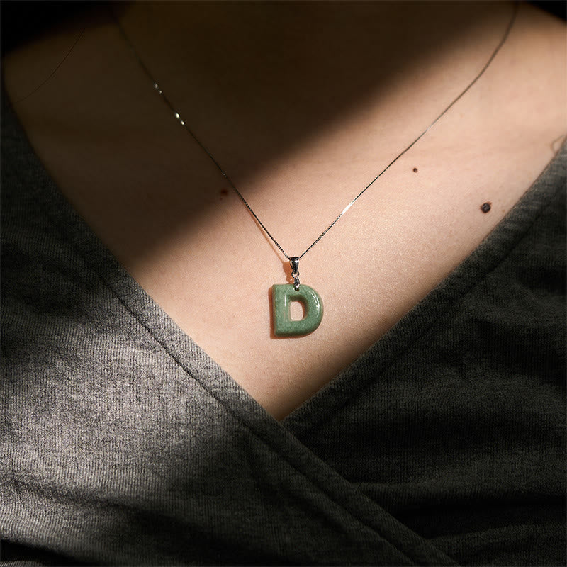 Collier pendentif en jade naturel avec lettre AZ et chaîne fine en argent sterling 925, symbole de prospérité, Buddha Stones. - image 27