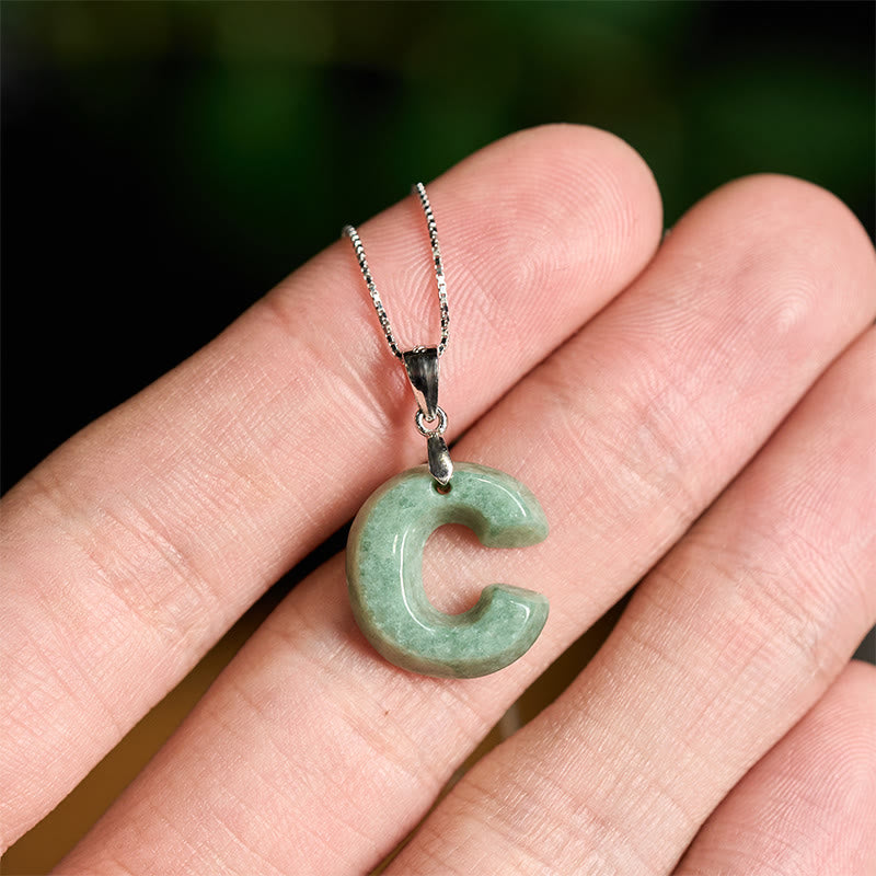 Collier pendentif en jade naturel avec lettre AZ et chaîne fine en argent sterling 925, symbole de prospérité, Buddha Stones. - image 20