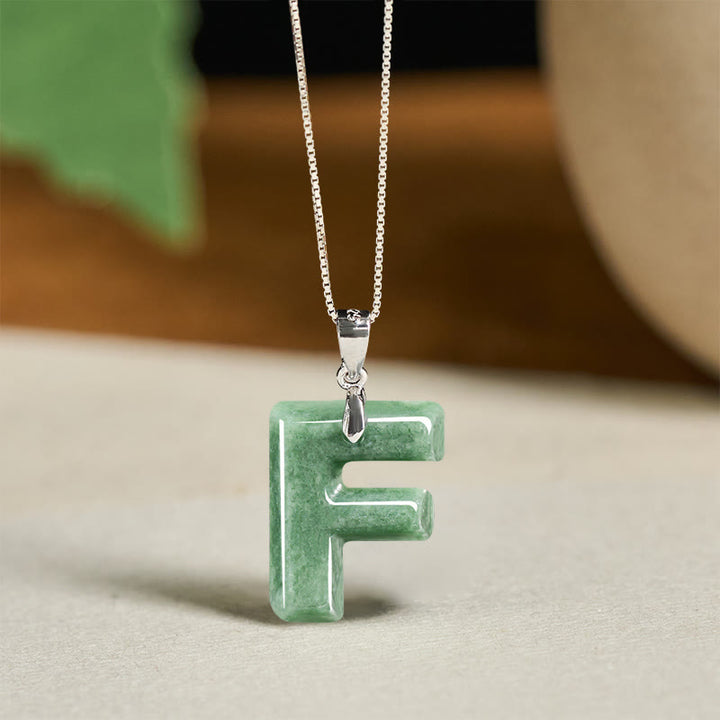 Collier pendentif en jade naturel avec lettre AZ et chaîne fine en argent sterling 925, symbole de prospérité, Buddha Stones. - F - image 29