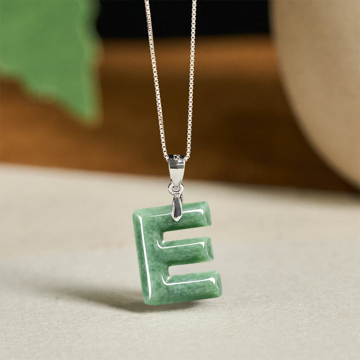 Collier pendentif en jade naturel avec lettre AZ et chaîne fine en argent sterling 925, symbole de prospérité, Buddha Stones. - E - image 28