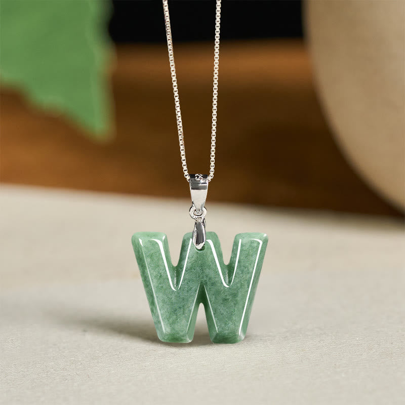 Collier pendentif en jade naturel avec lettre AZ et chaîne fine en argent sterling 925, symbole de prospérité, Buddha Stones. - W - image 46