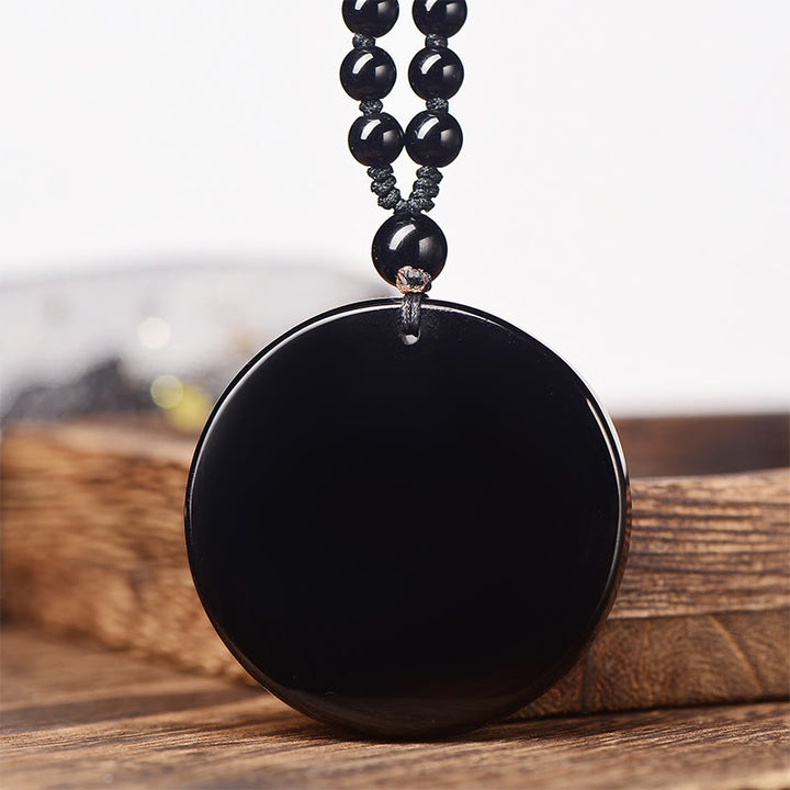 Collier pendentif en obsidienne noire dragon et Buddha Stones, symbole de transformation et d'accomplissement. - image 3