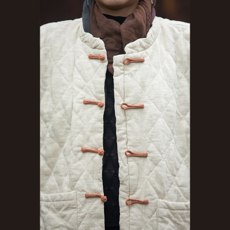 Veste thermique femme en coton à manches longues, ouverte sur le devant, avec poches et fermeture à boutons Buddha Stones Winter Frog-Button Lines - image 10