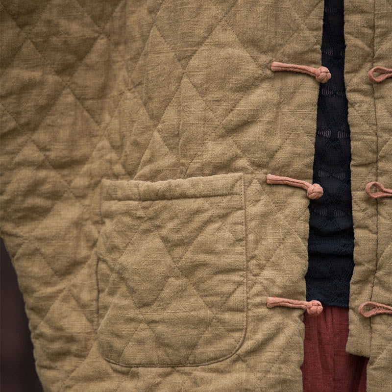 Veste thermique femme en coton à manches longues, ouverte sur le devant, avec poches et fermeture à boutons Buddha Stones Winter Frog-Button Lines - image 31