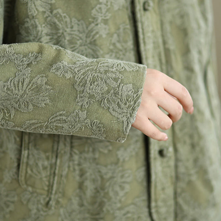 Veste thermique d'hiver pour femme, col en V, jacquard, manches longues, fermeture à boutons brandebourg, en coton, avec poches , Buddha Stones - image 7