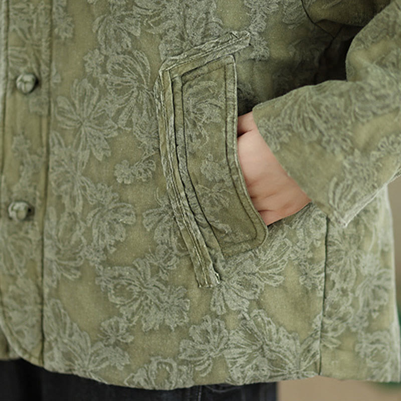 Veste thermique d'hiver pour femme, col en V, jacquard, manches longues, fermeture à boutons brandebourg, en coton, avec poches , Buddha Stones - image 10