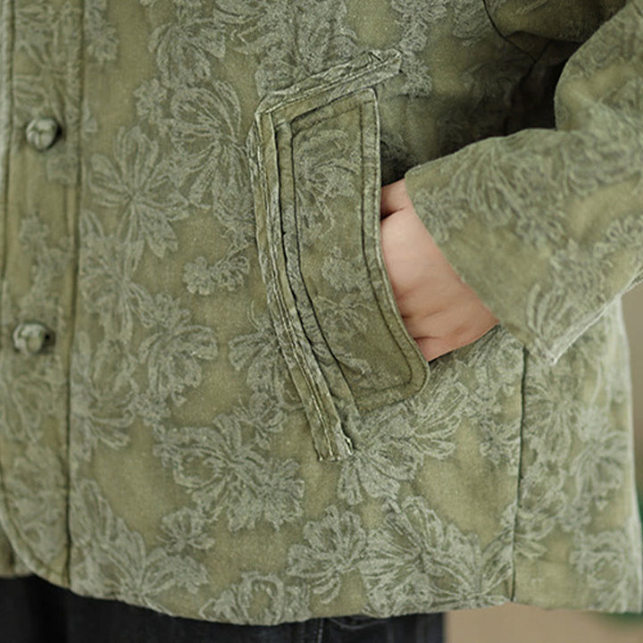 Veste thermique d'hiver pour femme, col en V, jacquard, manches longues, fermeture à boutons brandebourg, en coton, avec poches , Buddha Stones - image 10