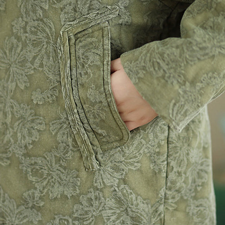 Veste thermique d'hiver pour femme, col en V, jacquard, manches longues, fermeture à boutons brandebourg, en coton, avec poches , Buddha Stones - image 9