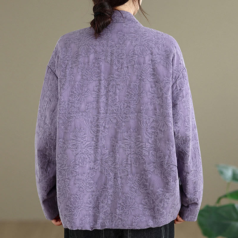 Veste thermique d'hiver pour femme, col en V, jacquard, manches longues, fermeture à boutons brandebourg, en coton, avec poches , Buddha Stones - image 22