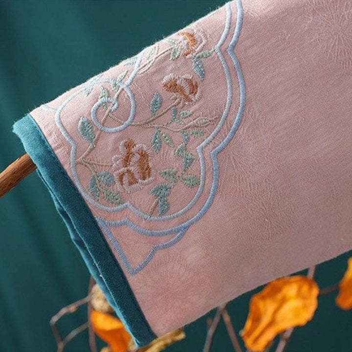 Veste thermique femme en coton à manches longues, ornée de broderies de fleurs et de vignes, avec boutons grenouille et Buddha Stones. - image 14