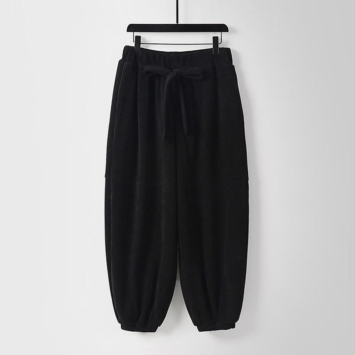 Pantalon harem homme en velours côtelé de coton, couleur unie, à lacets, avec poches, Buddha Stones Winter - Noir - US/UK/AU54，EU64 (9XL) - image 9