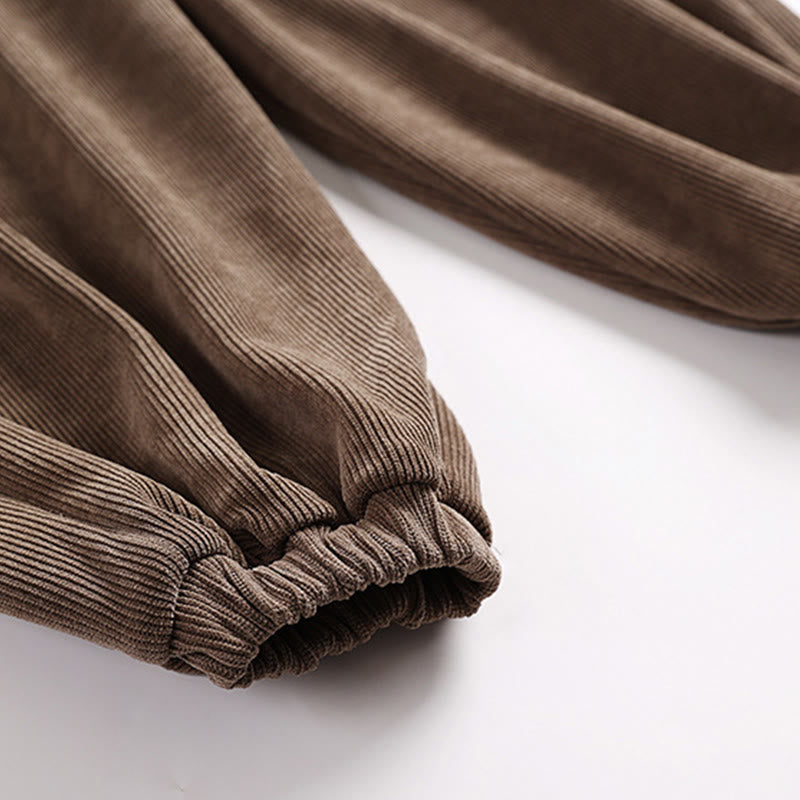 Pantalon harem homme en velours côtelé de coton, couleur unie, à lacets, avec poches, Buddha Stones Winter - image 7