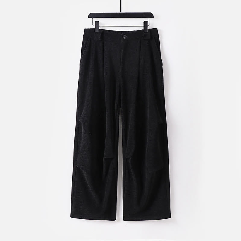 Pantalon d'hiver pour homme en velours côtelé de coton, à jambes larges, avec poches, orné de boutons et d'une fermeture éclair, taille élastique et motif Buddha Stones - Noir - US/UK/AU54，EU64 (9XL) - image 10