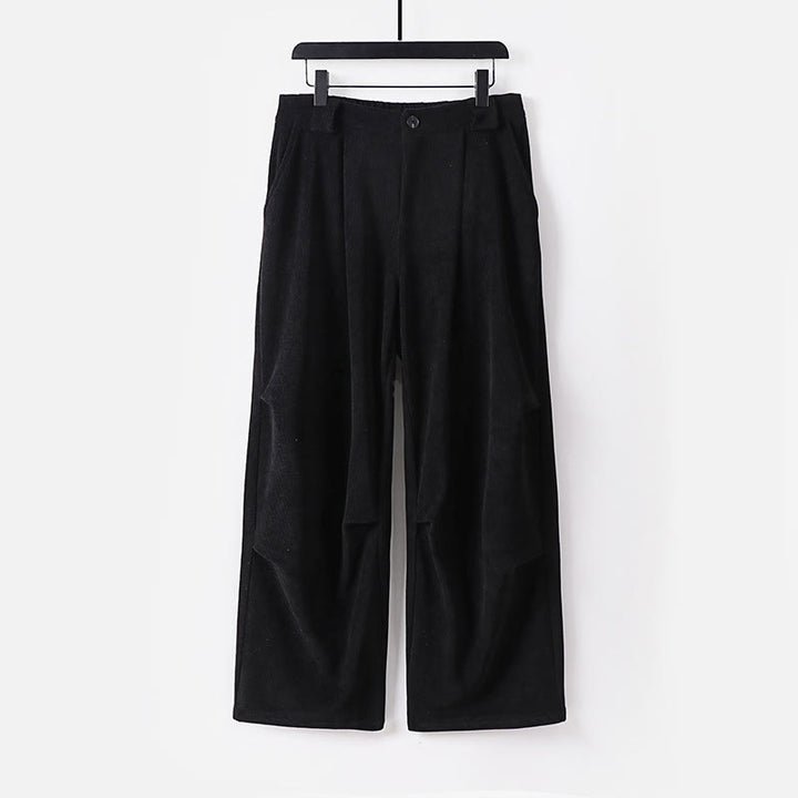 Pantalon d'hiver pour homme en velours côtelé de coton, à jambes larges, avec poches, orné de boutons et d'une fermeture éclair, taille élastique et motif Buddha Stones - Noir - US/UK/AU54，EU64 (9XL) - image 10