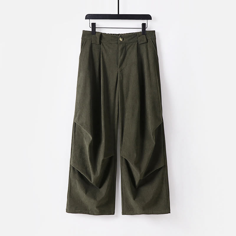 Pantalon d'hiver pour homme en velours côtelé de coton, à jambes larges, avec poches, orné de boutons et d'une fermeture éclair, taille élastique et motif Buddha Stones - Vert foncé - US/UK/AU54，EU64 (9XL) - image 11