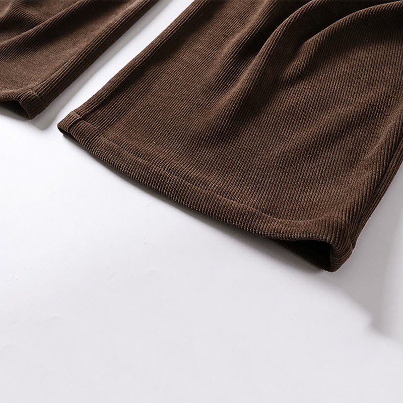 Pantalon d'hiver pour homme en velours côtelé de coton, à jambes larges, avec poches, orné de boutons et d'une fermeture éclair, taille élastique et motif Buddha Stones - image 8