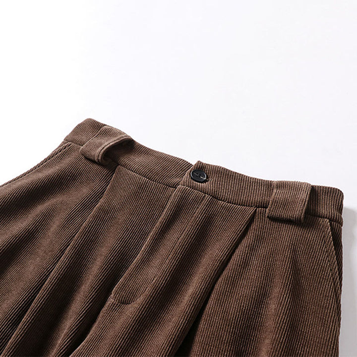 Pantalon d'hiver pour homme en velours côtelé de coton, à jambes larges, avec poches, orné de boutons et d'une fermeture éclair, taille élastique et motif Buddha Stones - image 2