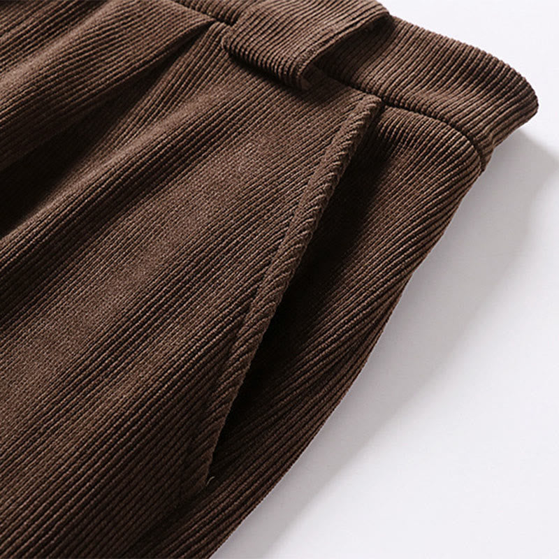 Pantalon d'hiver pour homme en velours côtelé de coton, à jambes larges, avec poches, orné de boutons et d'une fermeture éclair, taille élastique et motif Buddha Stones - image 6