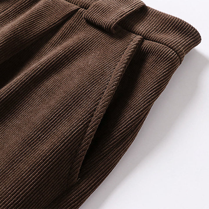Pantalon d'hiver pour homme en velours côtelé de coton, à jambes larges, avec poches, orné de boutons et d'une fermeture éclair, taille élastique et motif Buddha Stones - image 6