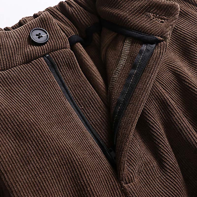 Pantalon d'hiver pour homme en velours côtelé de coton, à jambes larges, avec poches, orné de boutons et d'une fermeture éclair, taille élastique et motif Buddha Stones - image 4