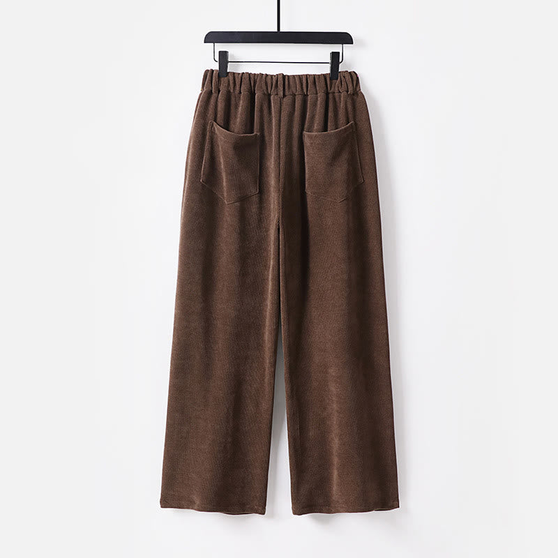 Pantalon d'hiver pour homme en velours côtelé de coton, à jambes larges, avec poches, orné de boutons et d'une fermeture éclair, taille élastique et motif Buddha Stones - image 1