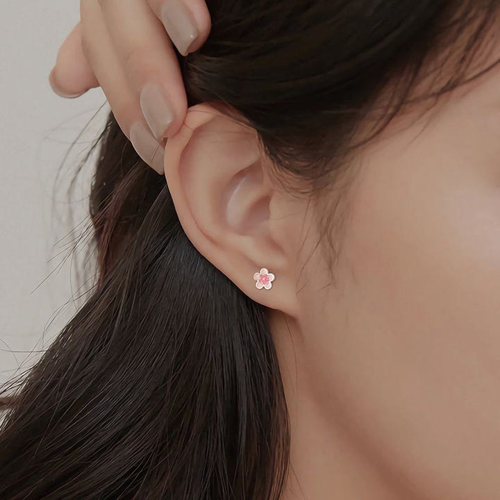 Boucles d'oreilles Buddha Stones en argent sterling 999, motif fleur de pêcher, symbole de bénédiction - image 3