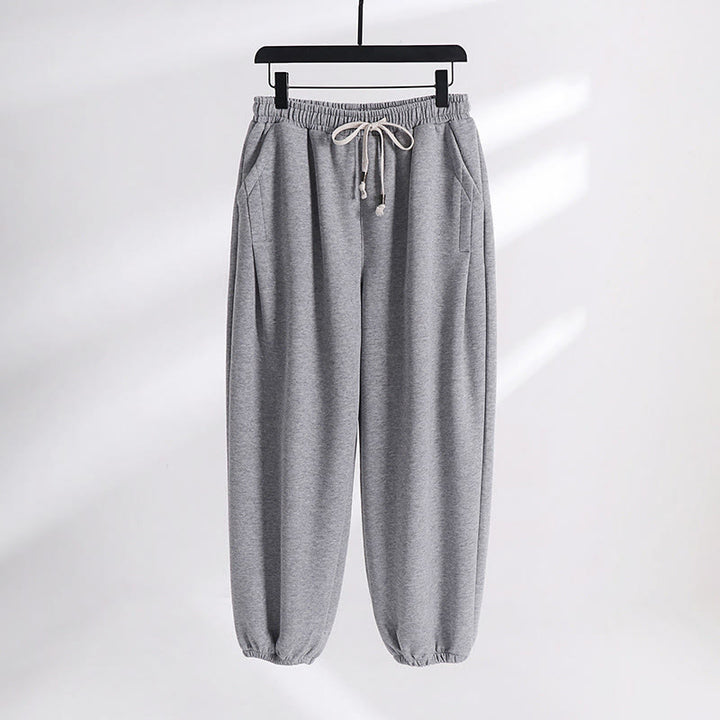 Pantalon harem homme en coton avec poches, coupe droite, doublé polaire, cordon de serrage et taille élastique, Buddha Stones, automne-hiver. - Gris clair (version standard) - US/UK/AU54，EU64 (9XL) - image 10