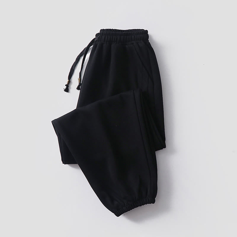 Pantalon harem homme en coton avec poches, coupe droite, doublé polaire, cordon de serrage et taille élastique, Buddha Stones, automne-hiver. - Noir (Version doublée polaire) - US/UK/AU54，EU64 (9XL) - image 12