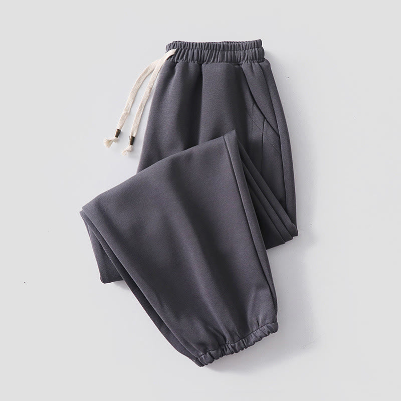 Pantalon harem homme en coton avec poches, coupe droite, doublé polaire, cordon de serrage et taille élastique, Buddha Stones, automne-hiver. - Gris foncé (version doublée polaire) - US/UK/AU54，EU64 (9XL) - image 11