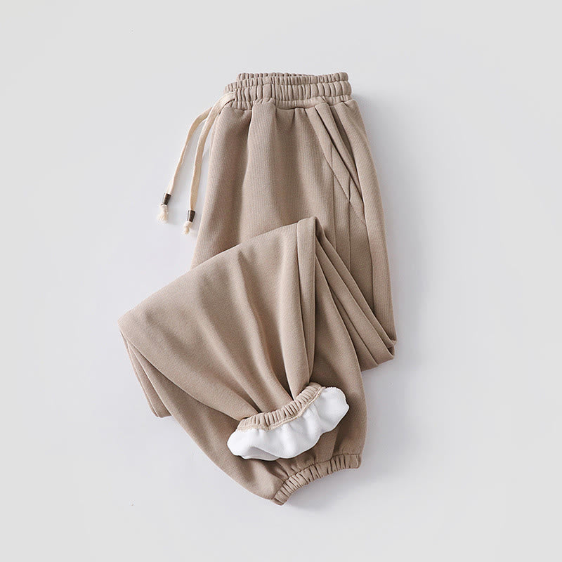 Pantalon harem homme en coton avec poches, coupe droite, doublé polaire, cordon de serrage et taille élastique, Buddha Stones, automne-hiver. - Beige (Version doublée en polaire) - US/UK/AU54，EU64 (9XL) - image 13