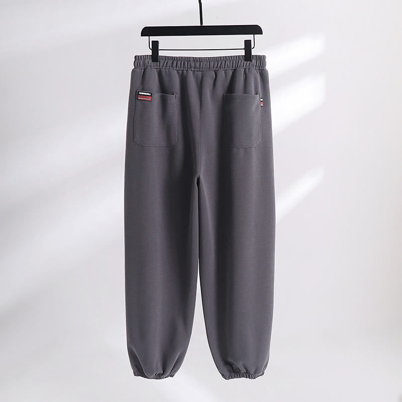 Pantalon harem homme en coton avec poches, coupe droite, doublé polaire, cordon de serrage et taille élastique, Buddha Stones, automne-hiver. - image 1