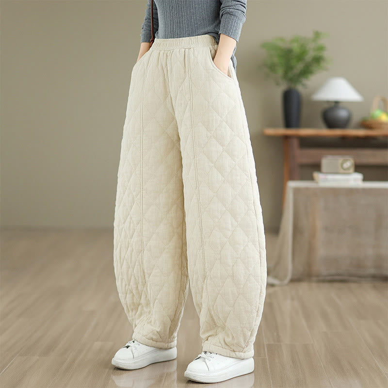 Pantalon en coton pour femme avec poches, motif diamant d'hiver Buddha Stones - image 11