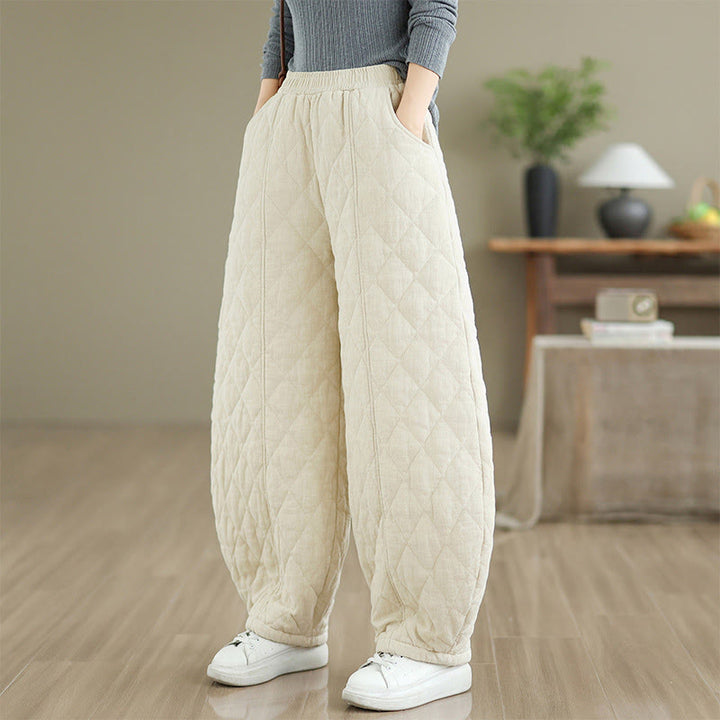 Pantalon en coton pour femme avec poches, motif diamant d'hiver Buddha Stones - image 11