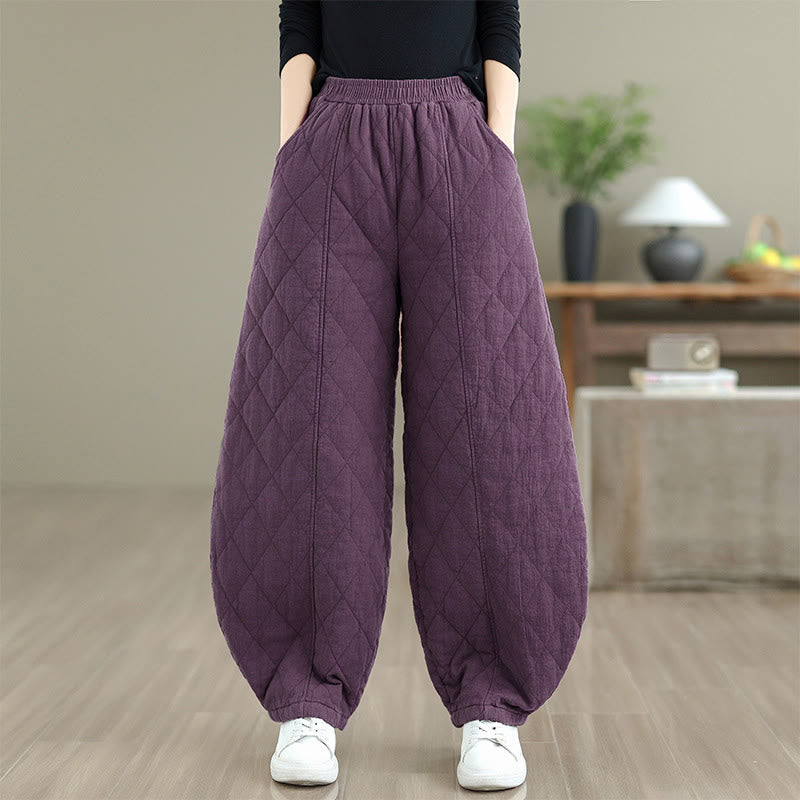 Pantalon en coton pour femme avec poches, motif diamant d'hiver Buddha Stones - Violet - US8-10，UK/AU12-14，EU40-42 (2XL) - image 18