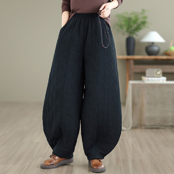 Pantalon en coton pour femme avec poches, motif diamant d'hiver Buddha Stones - image 14