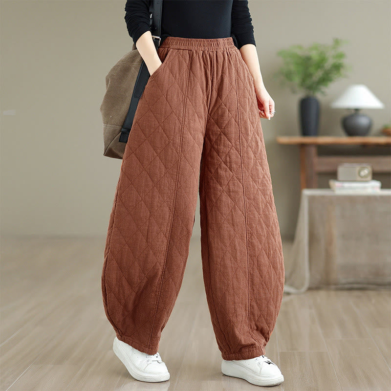Pantalon en coton pour femme avec poches, motif diamant d'hiver Buddha Stones - image 1