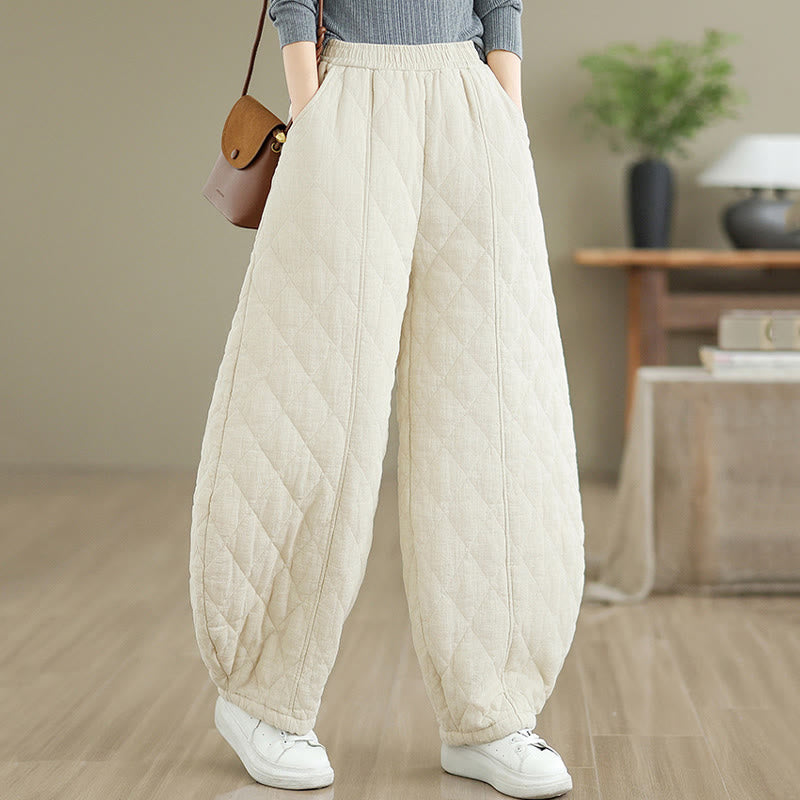 Pantalon en coton pour femme avec poches, motif diamant d'hiver Buddha Stones - image 9